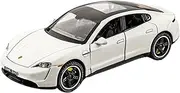Scale Finished Model Car 1/32 for Porsche Taycan Sports Cars with Pull-back Miniature Scale Alloy Car Model Diecast Vehicle Miniature Replica Car(White)