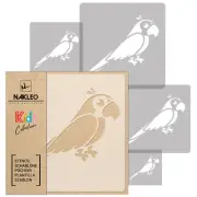 5x reusable PLASTIC Stencils / 13.4" to 3.5"/ Nursery KIDS Template / PARROT