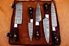 Custom Made Hand Forged Damascus Steel Chef Knife Set of 5
