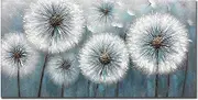 Framed Oil Painting,Hand Painted Modern Abstract Textured Big Wall Paintings,Can be Hung Home Decoration Large Canvas Wall Art,Dandelion (80 x 40 cm)