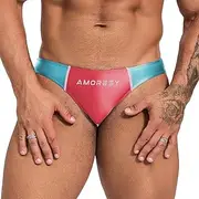 [AMORESY] Oceanus Range of Spandex Color-Blocked Ultra-Low-Rise Swim Briefs(522)
