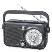 Portable Bluetooth AM FM Radio,1200mAh Battery Powered Radio Loud Speaker9106