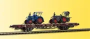 Kibri 26252 HO Flatcar w/2 Lanz Bulldog Tractor Load - Ready to Run