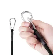 1x 300mm Black Round Bungee Elastic Cord Carabiner For Boxes Cargo Bags Luggage