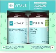 HealthKart hk vitals Fish Oil and Multivitamin (60 Tablets Each) Combo Pack | 1000mg Omega 3 with 180mg EPA & 120mg DHA | Enhances Energy, Immunity & Joints Health