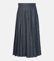 ['S Max Mara] 'S Max Mara Vale pleated denim midi skirt UK 12 blue
