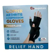 CoImpetus Copper Arthritis Compression Fingerless Gloves - 1 Pair - Small- Black