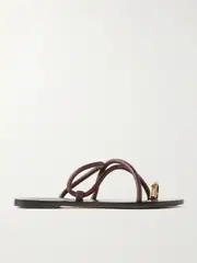 [Emme Parsons] Emme Parsons - Laurie Leather And Gold-tone Sandals - Chocolate - IT35 IT 35 Brown