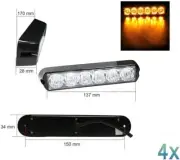 4x 6 LED Strobe Flashing Recovery Lightbar 12V Amber Truck beacon Lights 12V 24V
