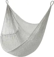 SHA Wellfleet Hanging Chair Hammock Swing, Fits 1 Person (330 Lbs), Grey & White