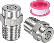 uxcell 2 Pack Surface Clean Tips - 0 Degree 1/4" NPT Male Pressure Washer Nozzles Cleaner Nozzle Replacement, Stainless Steel with Sealing Tape, Apply to Water Guns (1.236mm Orifice)