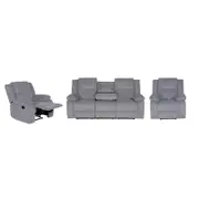 Rancher 3+1+1 Fabric Recliner Lounge Suite - Mid Grey