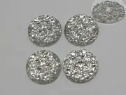50 Clear Flatback Resin Round Cabochon Gems Pyramid Dotted Rhinestone 16mm