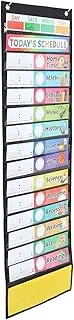 DIYEAH Course Schedule Hang Bag Letter Pocket Chart Attendance Pocket Chart for Classroom Library Card File Folder Organizer File Hanger Wall Folder Holder Paper Card Black