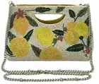 Americana & Beyond Lemon Handmade Beaded Clutch Purse Cross Body Shoulder Bag