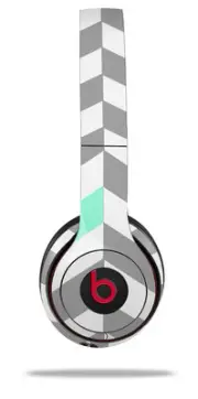 Skin Wrap for Beats Solo Wireless 2 3 4 Chevrons Gray Seafoam SKIN ONLY
