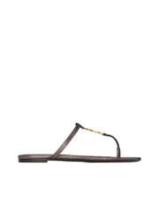 Saint Laurent Cassandra Slides in Laminated Metallic Leather