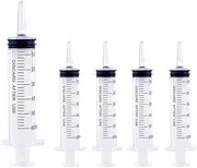 5Pcs 60ml Plastic Syringe With Caps No Needle, Disposable Feeding & Measuring Syringe, Large Plastic Sterile Syringes without Needle for Pet Feeding