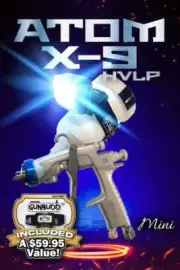 Atom Mini X9 HVLP Gravity Feed Spray Gun Professional Automotive Tool w/ Gunbudd