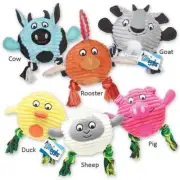 Free Range Farm Friends Dog Toys 8 1/2" Corduroy Plush Choose Cow Goat Rooster
