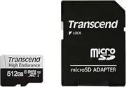 Transcend Heavy Duty MicroSD 512GB UHS-I U3 Class 10 Dash Cam for Security Camera, Nintendo Switch, Tested to Work with SD Card Adapter TS512GUSD350V