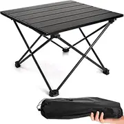 Portable Camping Table, Folding Small Camp Table with Travel Bag, Outdoor Lightweight Foldable Table for Beach, Outdoor Cooking, Hiking, Travel, Picnic, Camping Gear (Black)