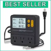 Reptile Temperature Controller with Day-Night Timer - 3 Outlet Thermostat