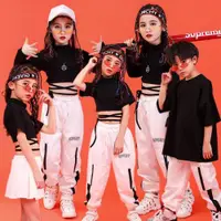 在飛比找ETMall東森購物網優惠-嘻哈街舞露臍兒童表演出服短袖
