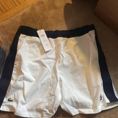 Lacoste Tennis Medvedev Roland Garros Shorts White Size 5 Large NWT GH0965