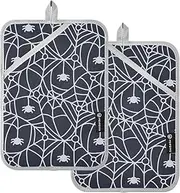 Pot Holders Heat Resistant Happy Halloween Doodle Potholder with Pocket Hot Pads for Cooking Oven Mitts 2 Pack