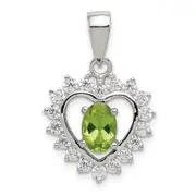 Sterling Silver Peridot and CZ Pendant