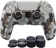 Hikfly Silicone Cover for PS5 Controller Skin Compatible with PS5 Controller Grips,Non-Slip Cover for PlayStation 5 Controller-1x Skins with 8 x Thumb Grip Caps)(LightBlue)