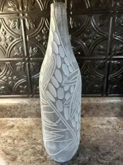 New 15” Wood Carved Vase Home Decor Rustic Country Cottage Bohemian Peasant Boho