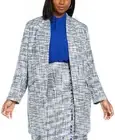 $159 Calvin Klein Plus Size Tweed Open-Front Topper Jacket Blue 16W - NWT