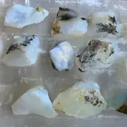 BLUE OPAL ROUGH, CHARGED 500 CARATS LOT + A FREE SELENITE CHARGING STICK