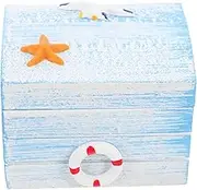 Generic Coastal Wooden Box Decorative Retro Storage Chest for Jewelry Keepsakes Small Items Ocean for Home Decor Nautical Trinket Organizer with Unique Charm