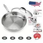 Beautiful 10-Inch Stainless Steel Skillet with Lid - Even Heat & Easy Cleanup