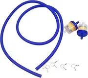 Adsspro Motorcycle Hose Petrol Fuel Line Gas Oil Pipe Tube Line Gasoline Fuel Filter Line Clamp for GY6 50cc 90cc 110cc 150cc 139QMB 157QMJ Go Kart Scooter Mini Dirt Bike ATV Moped Scooter (Blue)