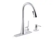 R26281-SD-CP Maxton Touchless Pull-Down Kitchen Faucet with Soap Dispenser, K...