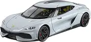 Scale Finished Model Car 1:24 Scale for Koenigsegg Gemini Supercar Sound Light Pull-Back Scale Die-cast Car Model Collectibles Die-cast Vehicle(White)