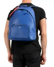 Backpack Bag Cavalli Class Unisex Royal Blue Leather