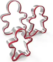 FASAKA 3pcs Gingerbread Man Cookie Cutters Set Gingerbread Boy Shape Mould with Red Environmental PVC