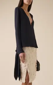 [Givenchy] Bow-Cuff Silk Top