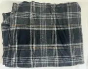 Wool Fabric Piece 29" x 40" Primitive Rug Hooking Applique Black Plaid Tartan