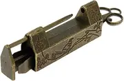 Quluxe Antique Chinese Lock and Key, Flower Bird Carved Retro Padlock Old Vintage Lock with Key for Jewelry Box- Bronze