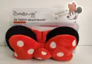 Disney Minnie Mouse 3D Teddy Spa Headband with Red/White Bow. The Creme Shop NEW
