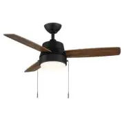 Hampton Bay Caprice 44 in. Integrated LED Indoor Matte Black Ceiling Fan w light