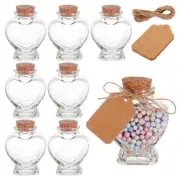 8 Pack Heart Shaped Clear Glass Jar Bottles with Cork Lid for Party Favors
