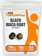 BulkSupplements.com Black Maca Powder - Maca Supplement, from Black Maca Root - Black Raw Maca, for Men & Women - Vegan, Gluten Free, 750mg per Serving, 100g (3.5 oz) (Pack of 1)