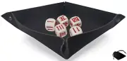 16mm Chinese Japanese Symbols White Red Dice with Pouch + Dice Rolling Tray Felt